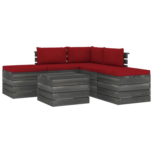 vidaXL 6-tlg. Garten-Sofagarnitur aus Paletten mit Kissen Kiefernholz