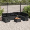 vidaXL Gartensofa-set mit Kissen 9 pcs Schwarz Poly-Rattan