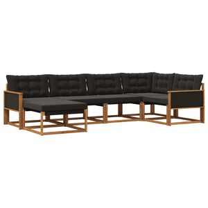 vidaXL Outdoor-Sofagarnitur 6 stk. Natur und Schwarz Massivholz Akazie