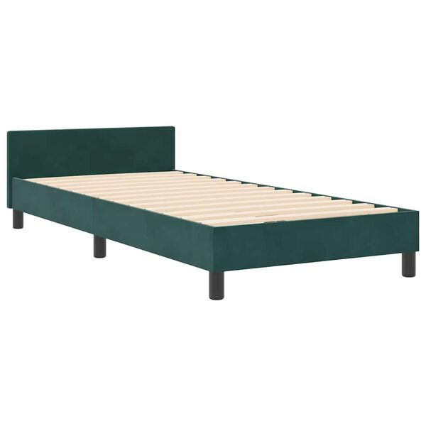vidaXL Boxspringbett mit Kopfteil Dunkelgr&uuml;n 90 x 190 cm Samt