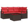 vidaXL Gartensofa-set 5 stk. Braun und Rot Poly-Rattan