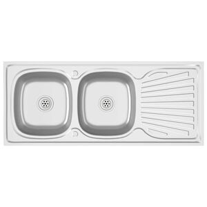 vidaXL Doppelsp&uuml;le Silbern 1200x500x155 mm Edelstahl
