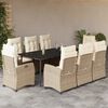vidaXL 9-tlg. Garten-Essgruppe mit Kissen Beige Poly Rattan