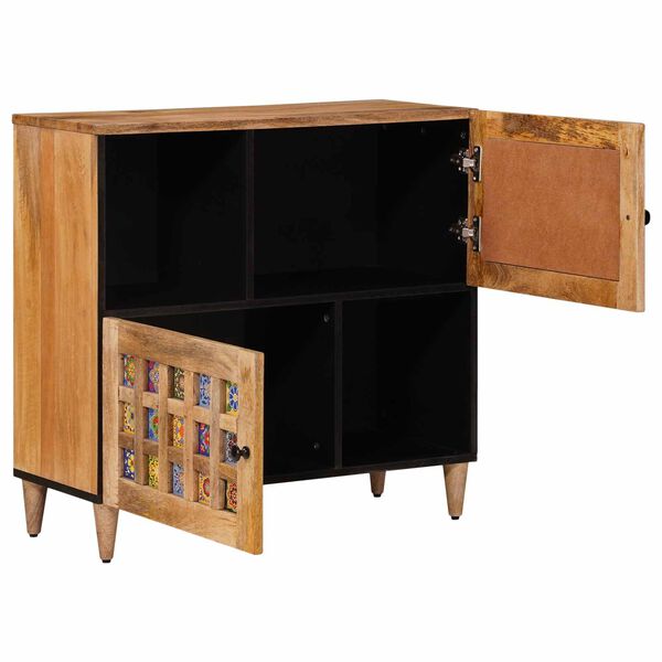 vidaXL Sideboard mit Speicher Natur 80 x 33,5 x 75 cm Massivholz Mango