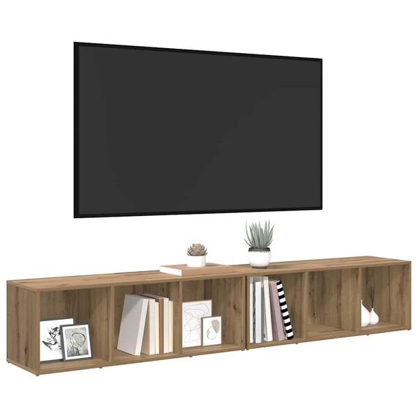vidaXL TV-Schrankset 2 pcs Artisan-Eiche 37 x 35 x 107cm Holzwerkstoff