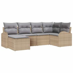 vidaXL Sofa Set mit Kissen 6 pcs Beige und hellgrau Poly-Rattan