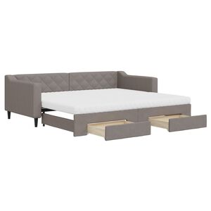 vidaXL Tagesbett Ausziehbar mit Schubladen Taupe 90x200 cm Stoff