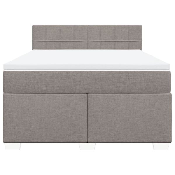 vidaXL Boxspringbett mit Matratze Taupe 140x200 cm Stoff