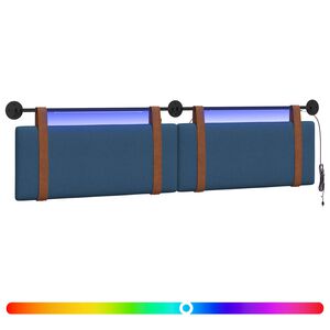 vidaXL H&auml;ngendes Kopfteil Mit LED Licht Blau Antikes PU
