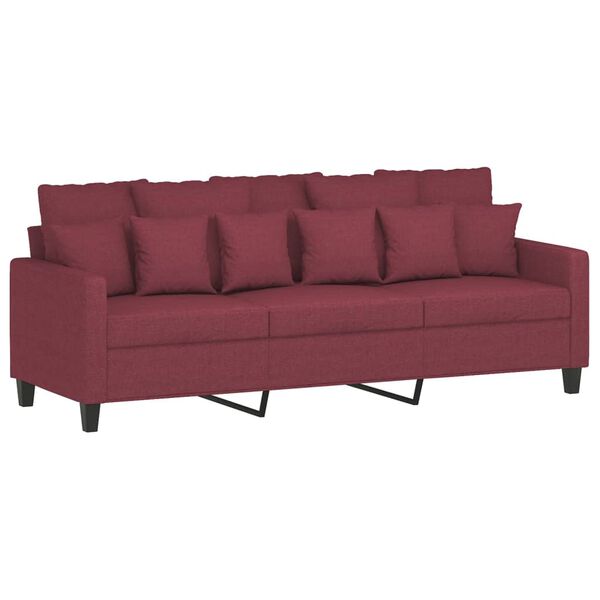 vidaXL 3-Sitzer-Sofa mit Hocker Weinrot 180 cm Stoff