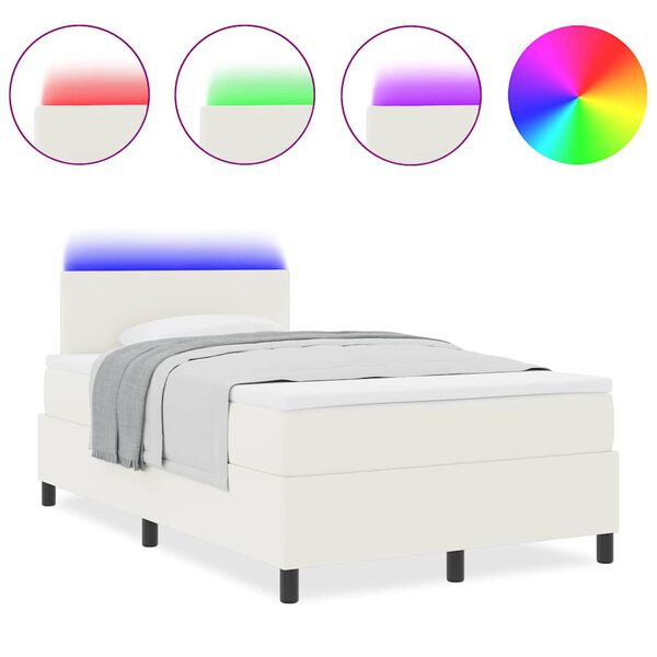 vidaXL Boxspringbett Creme und Wei&szlig; 203 x 120 x 88 cm Cordstoff