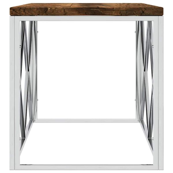 vidaXL Couchtisch Edelstahl und Altholz Massiv