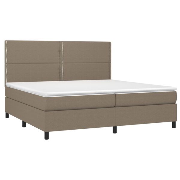 vidaXL Boxspringbett mit Matratze Taupe 200x200 cm Stoff