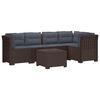 vidaXL 5-Sitzer Gartensofa mit Kissen Rattan-Look PP Braun