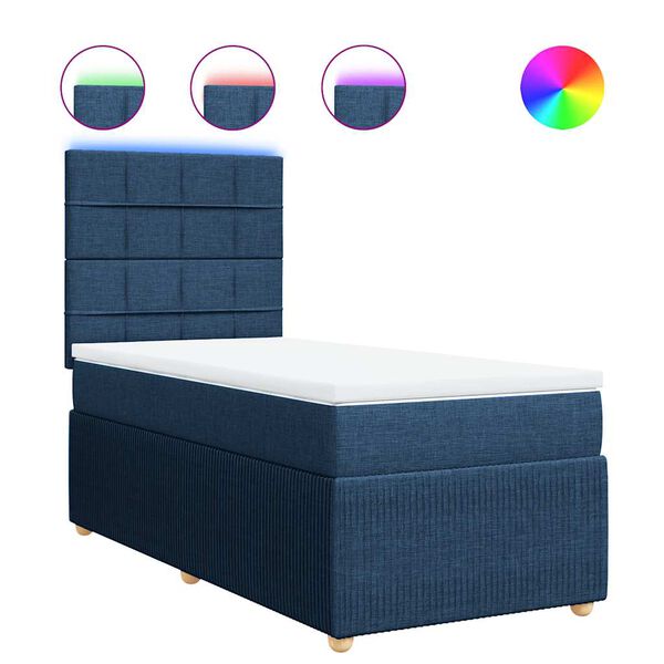 vidaXL Boxspringbett mit Matratze Blau 100x200 cm Stoff