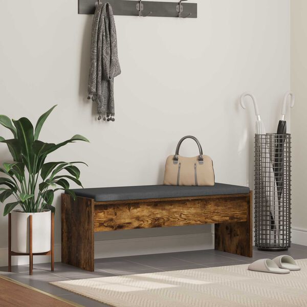 vidaXL Flurbank mit Kissen Ger&auml;ucherte Eiche 103 x 38 x 40 cm