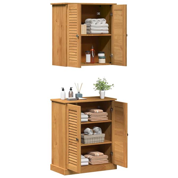 vidaXL Badezimmermöbel Set mit Tür VIGO 2 pcs Braun 67,5 x 34 x 80 cm