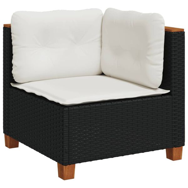 vidaXL 9-tlg. Garten-Sofagarnitur mit Kissen Schwarz Poly Rattan
