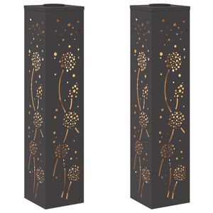 vidaXL Solar LED Weg Licht 2 stk. Warmes Wei&szlig; 18 x 18 x 80 cm