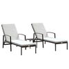 vidaXL Sonnenliegen 2 Stk. mit Tisch Poly Rattan Braun