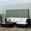 vidaXL 5-tlg. Garten-Lounge-Set mit Kissen Poly Rattan Schwarz