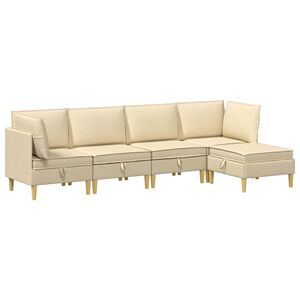 vidaXL Modular Sofa Set mit Stauraum 5 stk. Creme Stoff