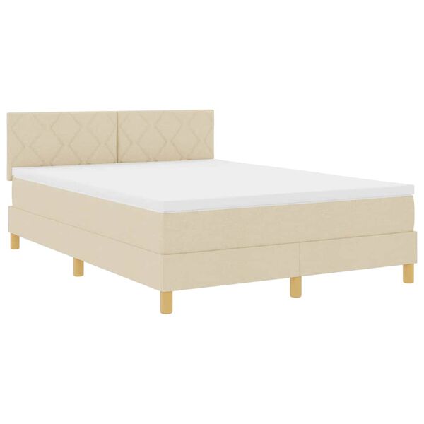 vidaXL Boxspringbett mit Matratze Creme 140 x 190 cm Stoff