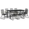 vidaXL 9-tlg. Garten-Essgruppe Schwarz PVC Rattan