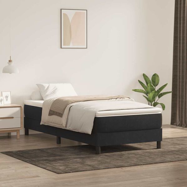vidaXL Boxspringbett mit Matratze Schwarz 80x220 cm Samt