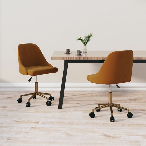 vidaXL Esszimmerst&uuml;hle 2 Stk. Drehbar Braun Samt