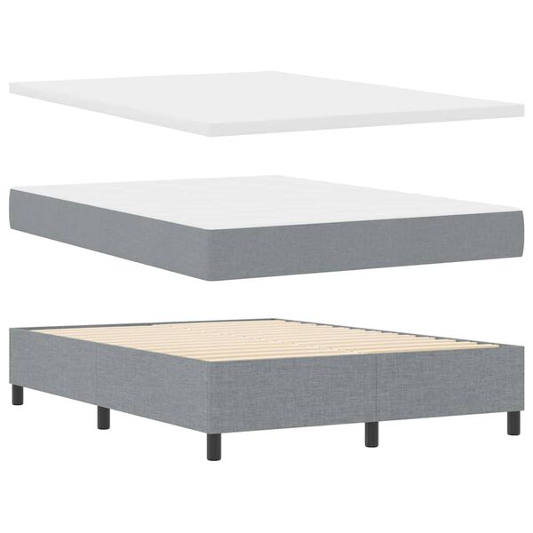 vidaXL Boxspringbett mit Matratze Hellgrau 140 x 200 cm Stoff