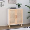 vidaXL Sideboard Weiß 60x30x70 cm Massivholz Kiefer und Natur-Rattan