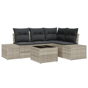 vidaXL Gartensofa-set mit Speicher Hellgrau Poly-Rattan