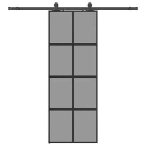 vidaXL Schiebet&uuml;r mit Beschlag Schwarz 76x205 cm Hartglas