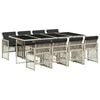 vidaXL 9-tlg. Garten-Essgruppe mit Kissen Hellgrau Poly Rattan