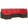 vidaXL Sofa Set 6 stk. Braun und Rot Poly-Rattan