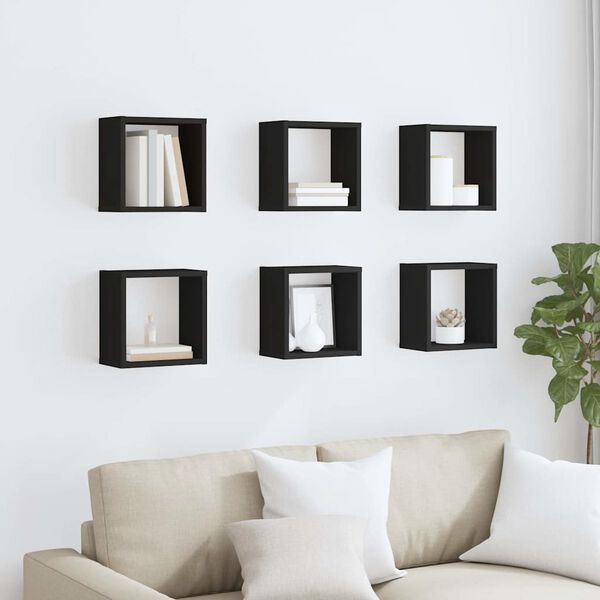 vidaXL W&uuml;rfelregale 6 Stk. Schwarz 26x15x26 cm