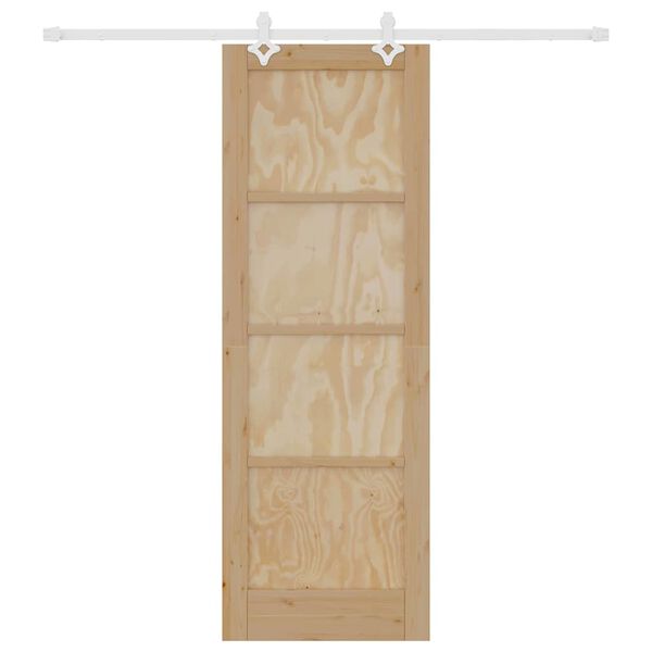 vidaXL Schiebet&uuml;r Braun 73,5 x 211 cm Massives Kiefernholz