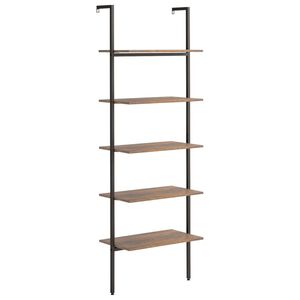 vidaXL Leiterregal mit 5 B&ouml;den Dunkelbraun und Schwarz 64x35x185 cm