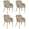 vidaXL Esszimmerst&uuml;hle 4 Stk. Beige Stoff und Massivholz Eiche