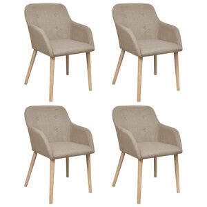 vidaXL Esszimmerst&uuml;hle 4 Stk. Beige Stoff und Massivholz Eiche