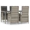 vidaXL 5-tlg. Garten-Essgruppe mit Kissen Grau Poly Rattan