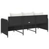 vidaXL Gartensofa mit Kissen 3-Sitzer Schwarz Poly Rattan