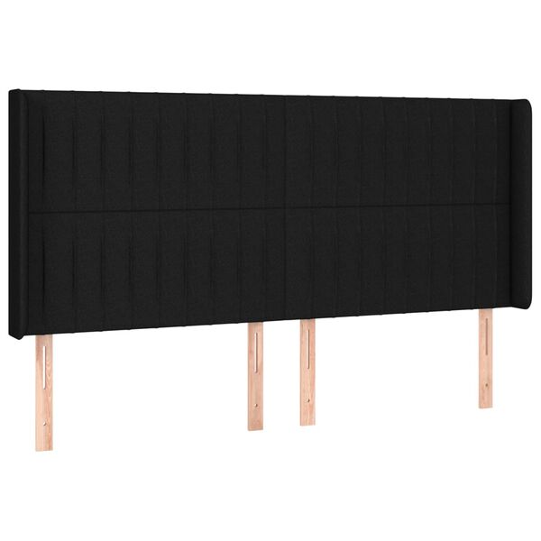 vidaXL LED Kopfteil Schwarz 183x16x118/128 cm Stoff