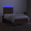 vidaXL Boxspringbett mit Matratze & LED Dunkelbraun 120x200 cm Stoff