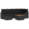 vidaXL Garten-Sofa-Set mit Kissen 7 pcs Schwarz Poly Rattan