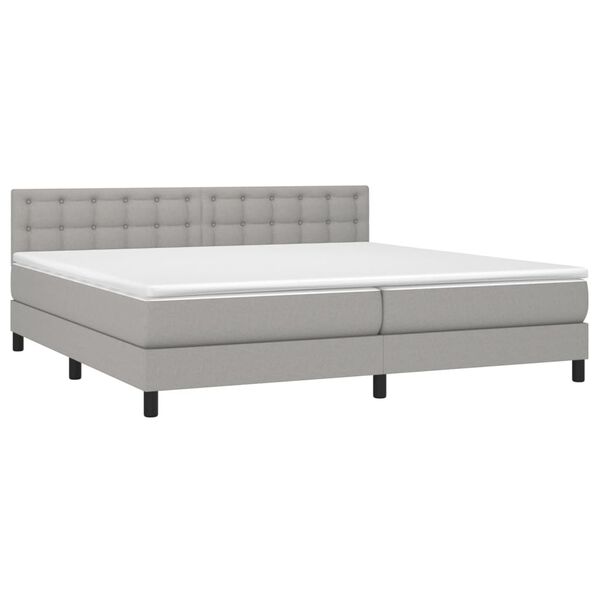 vidaXL Boxspringbett mit Matratze & LED Hellgrau 200x200 cm Stoff
