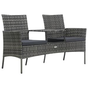 vidaXL 2-Sitzer-Gartensofa mit Teetisch Poly Rattan Anthrazit