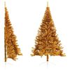 vidaXL K&uuml;nstlicher Halb-Weihnachtsbaum mit St&auml;nder Gold 240 cm PET