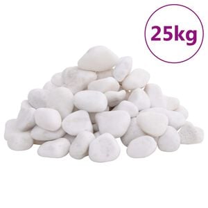 vidaXL Polierte Kiesel 25 kg Wei&szlig; 2-5 cm